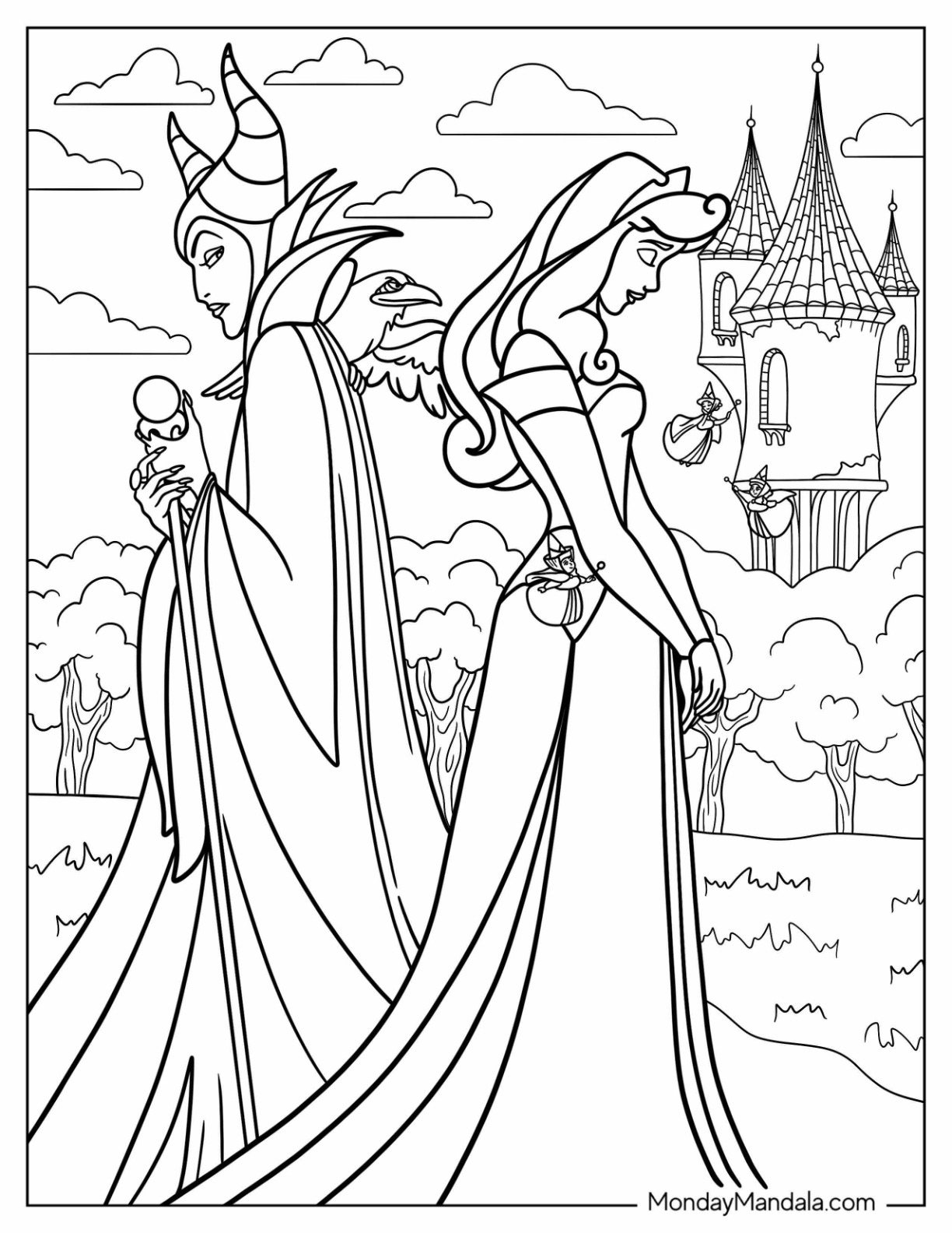 Maleficent coloring pages free pdf printables