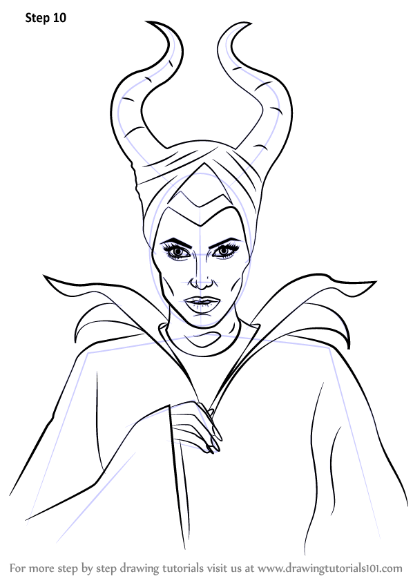 How to draw maleficent characters step by step