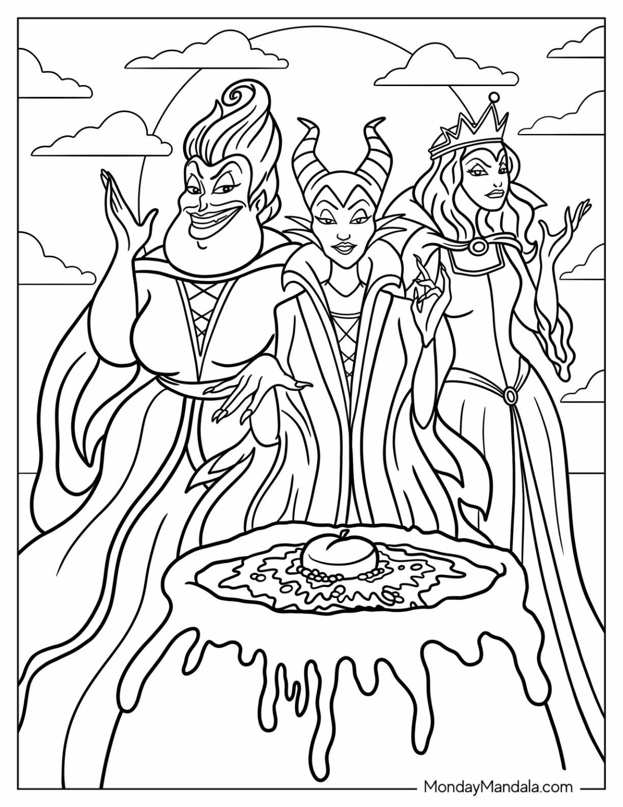 Maleficent coloring pages free pdf printables