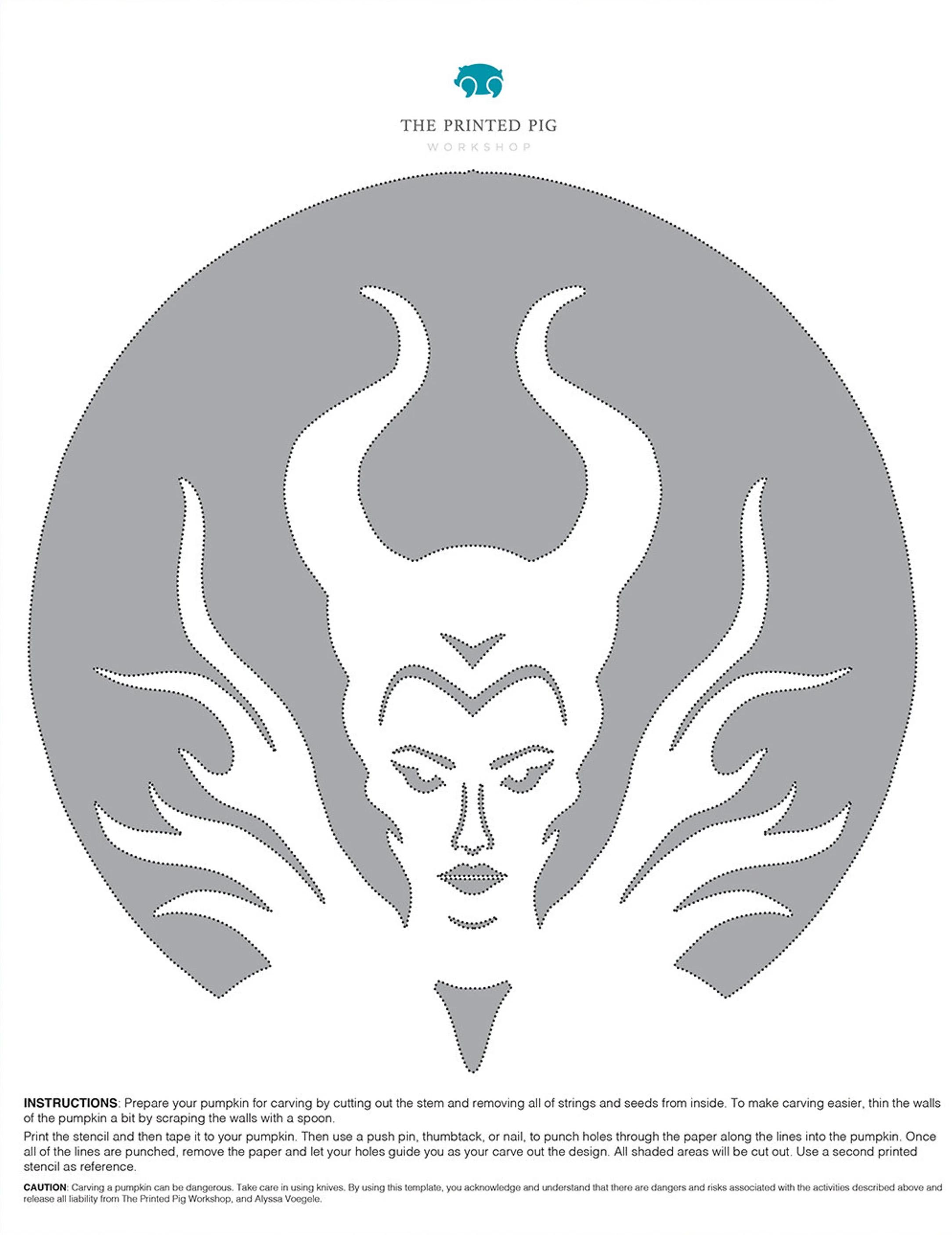 Sleeping beauty maleficent free pumpkin stencil