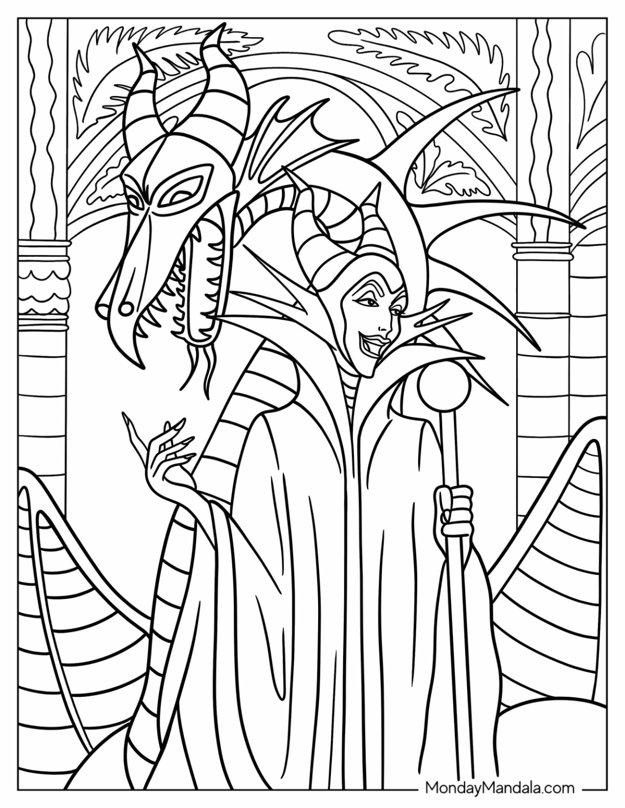 Maleficent coloring pages free pdf printables