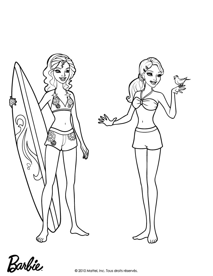 Fallon and merliah at malibu beach coloring pages