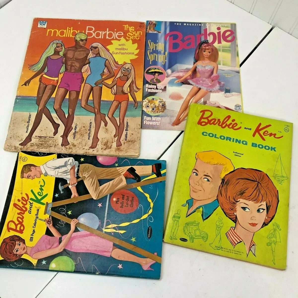 Vtg barbie coloring books magz malibu sun set paper dolls whitman mattel