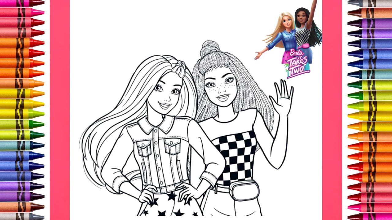 The coloring couple presents coloring barbie malibu roberts and barbie brooklyn roberts