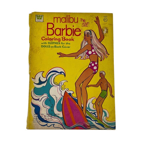 Barbie other barbie vintage whitman coloring book malibu barbie the sun set mattel read