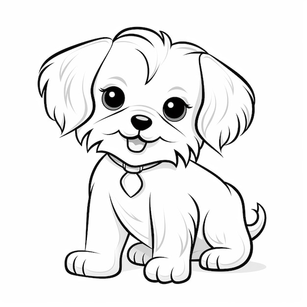 Premium ai image maltese art outline cute cute coloring book kawaii line art