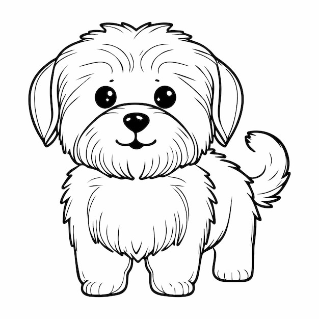 Premium vector cute puppy dog animal for coloring book or coloring page for kids vector clipart illustration