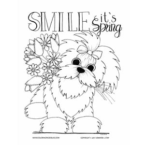 Maltese dog spring coloring art