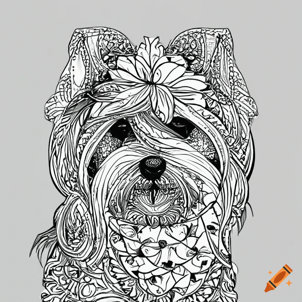 Colouring pages mandala dog image maltese white background black and white on