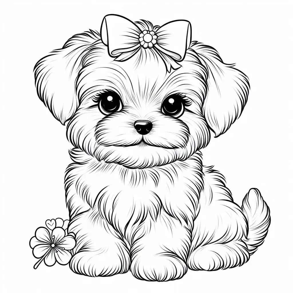 Free printable baby puppy loring pages for kids