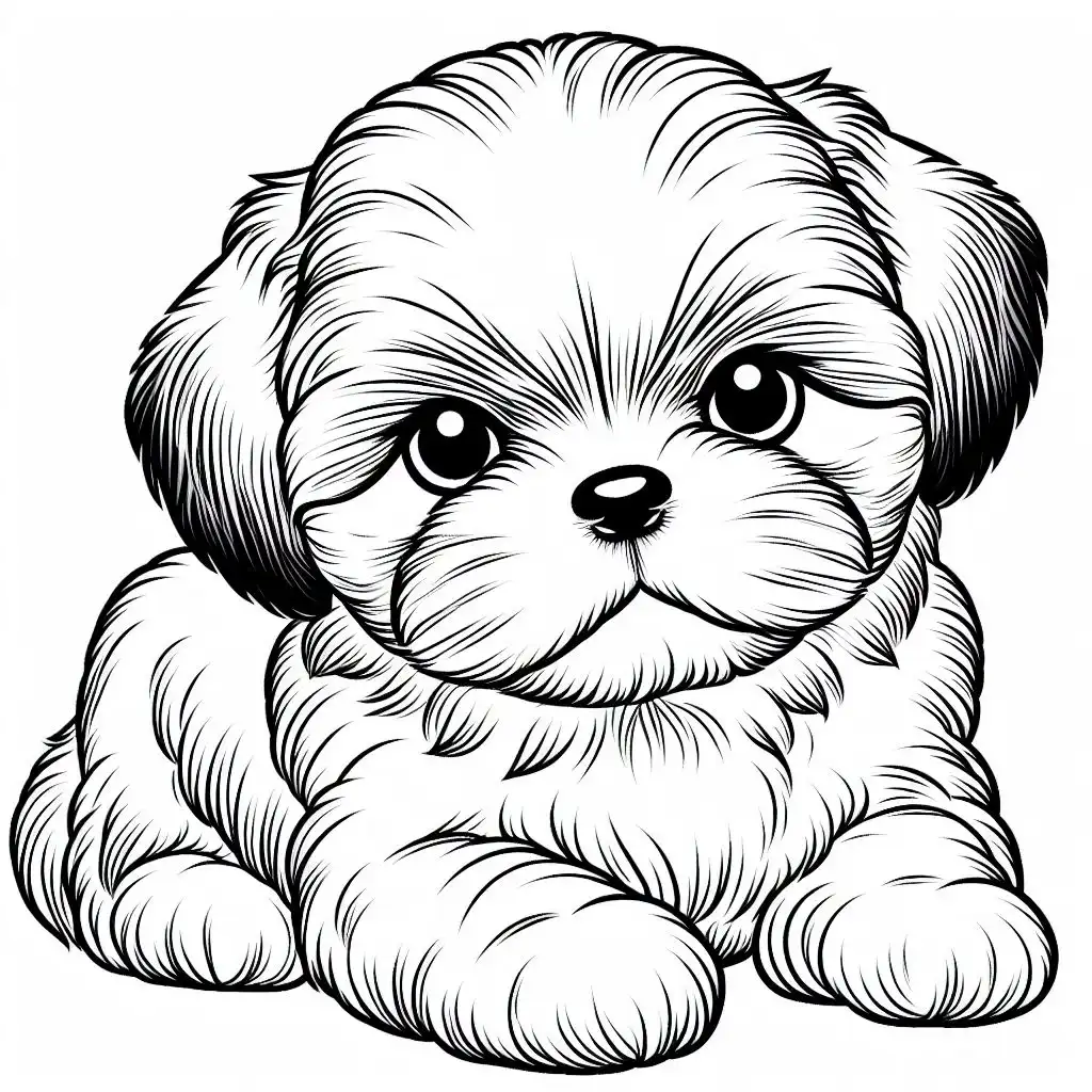 Free printable baby puppy loring pages for kids