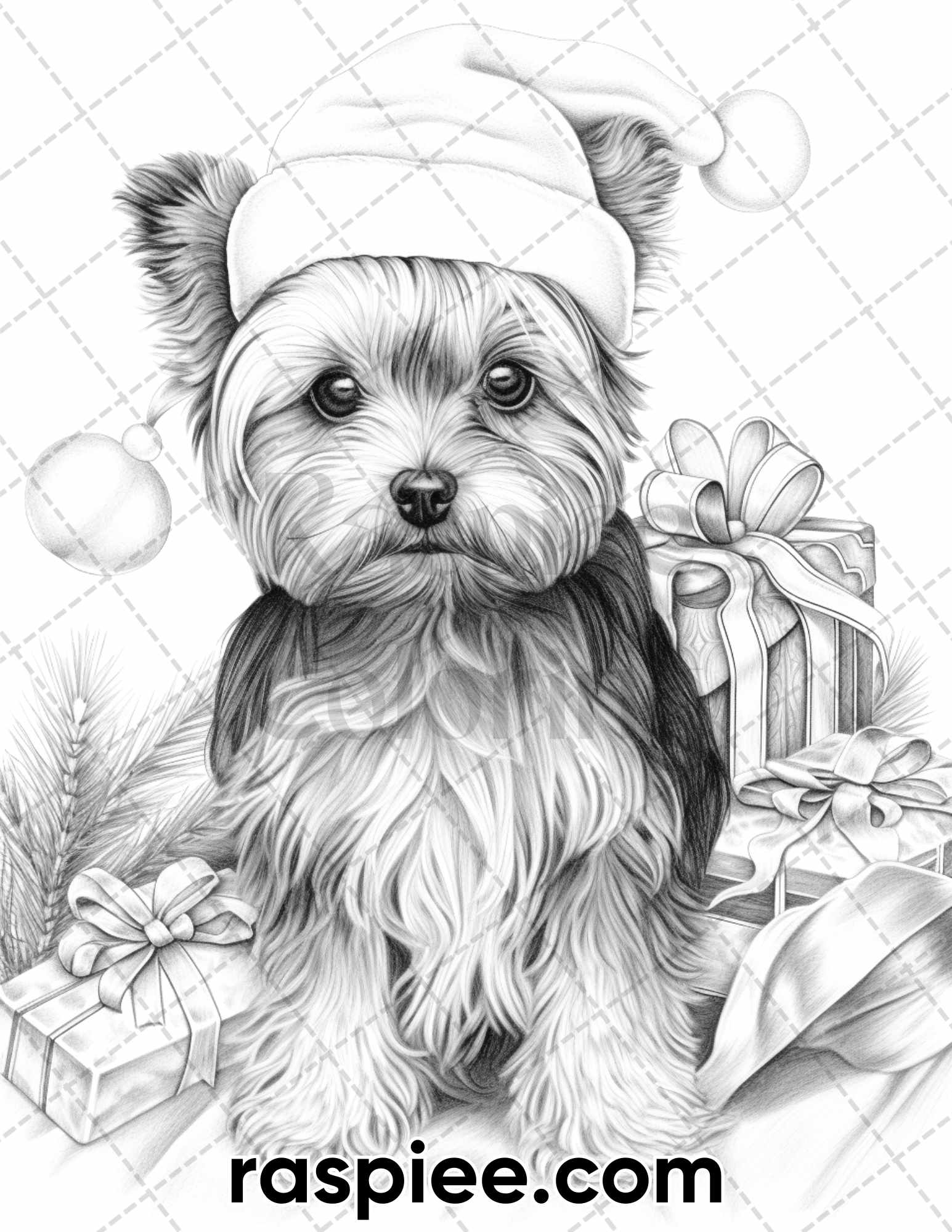 Christmas dogs grayscale coloring pages for adults printable pdf i â coloring