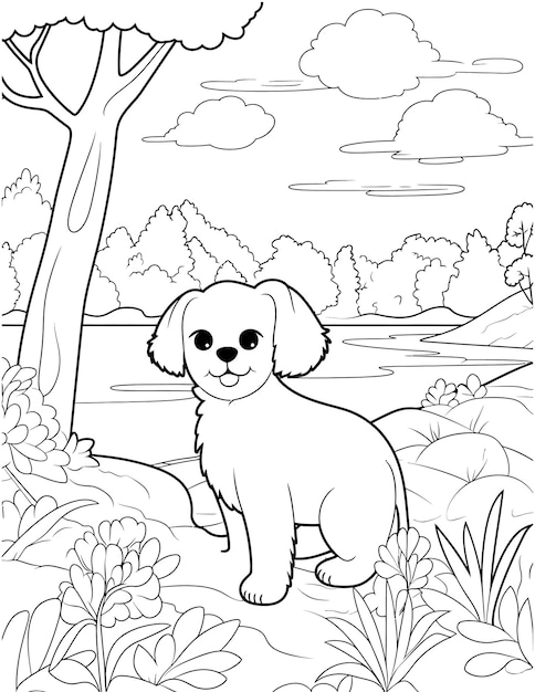 Premium vector maltese dog coloring page