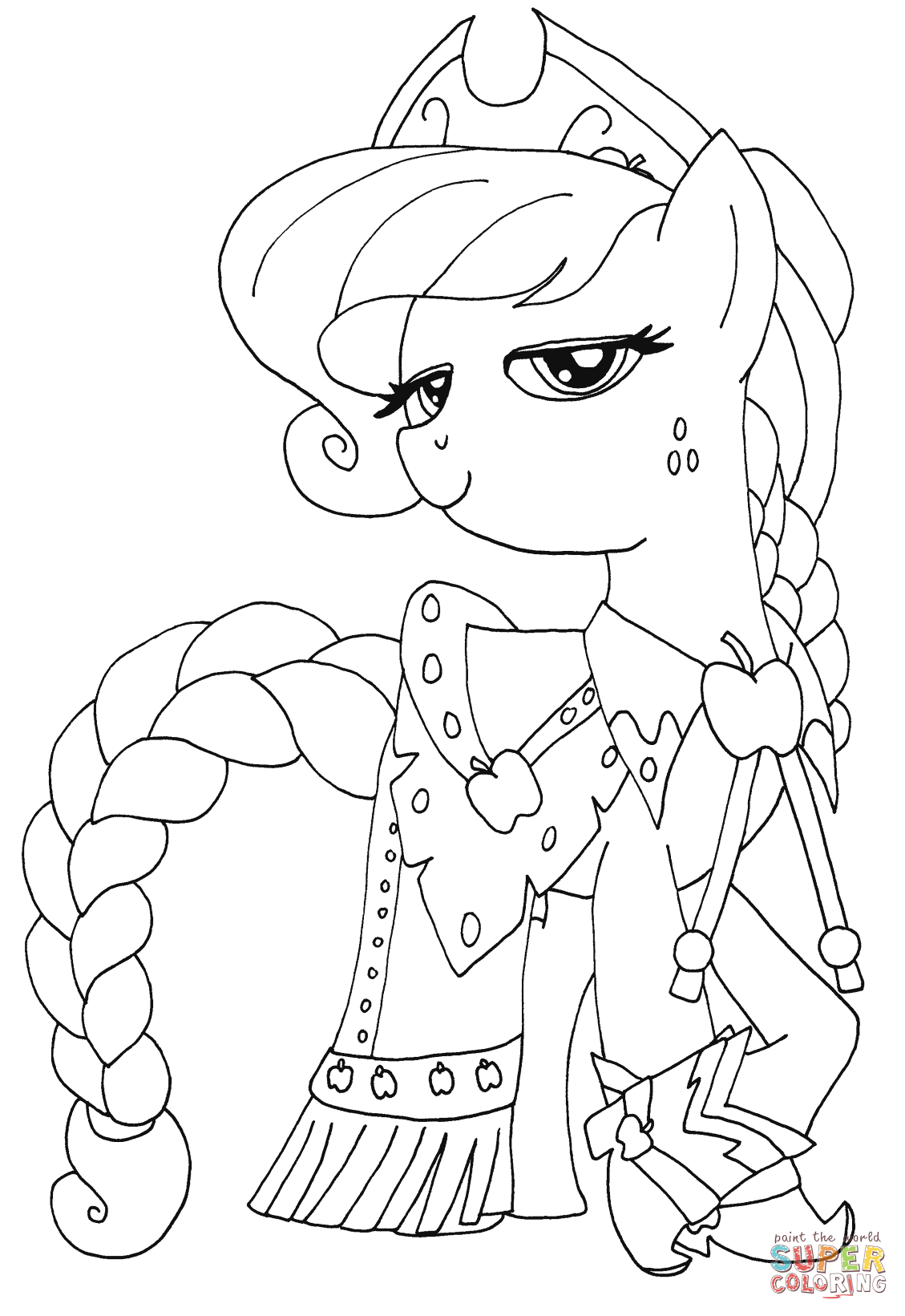 Princess applejack coloring page free printable coloring pages