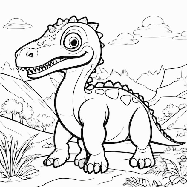 Premium ai image printable dinosaur coloring page for kids