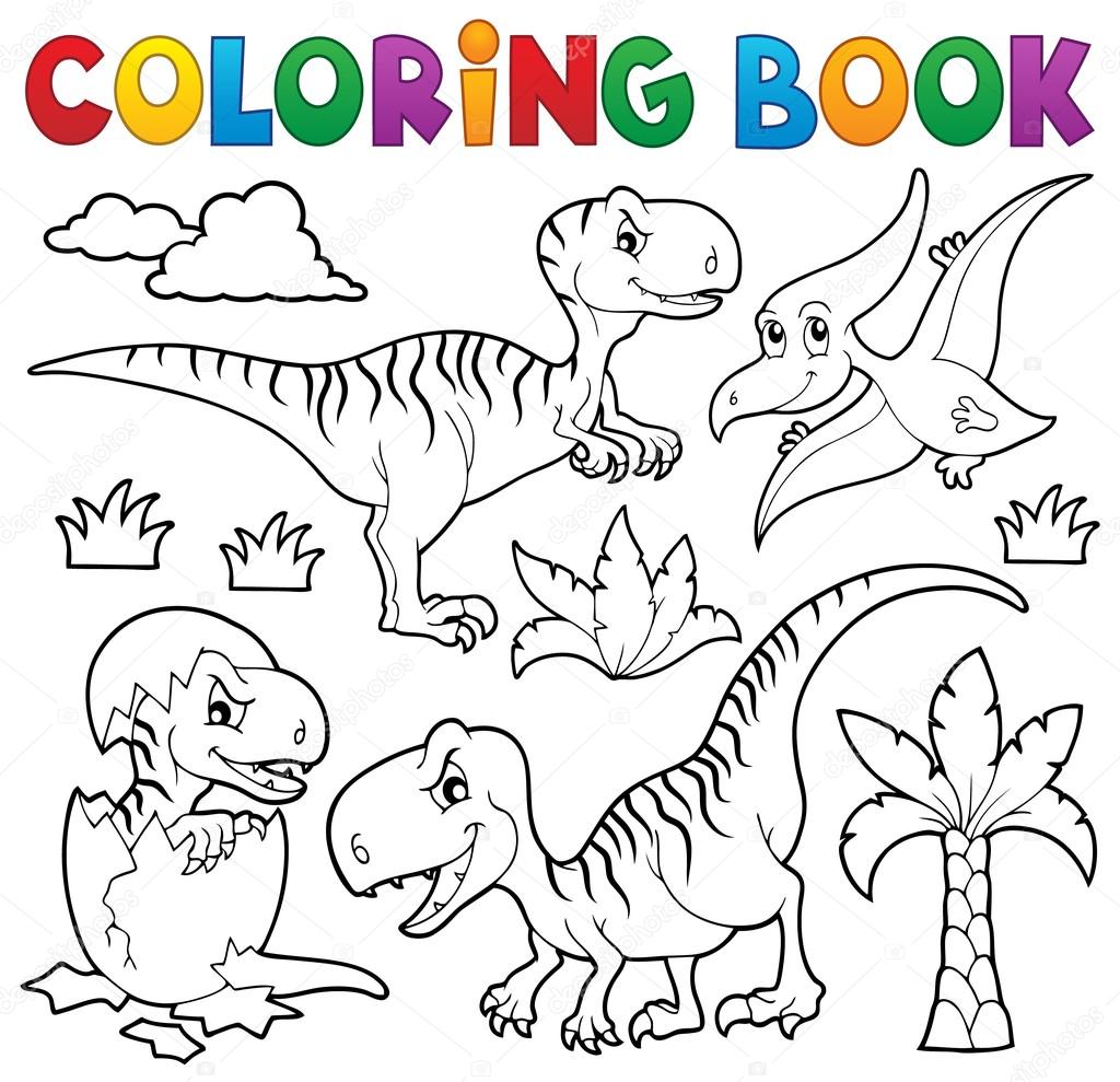 Coloring book dinosaur theme stock vector by clairev