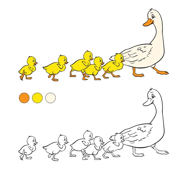 Coloring book mother duck and ducklings stock vector by linaflerova