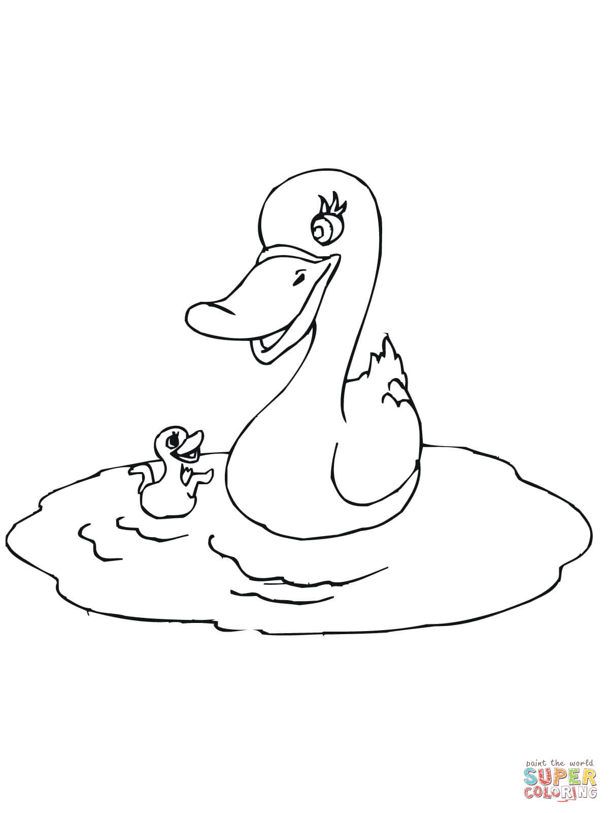 Mother duck with baby coloring page free printable coloring pages