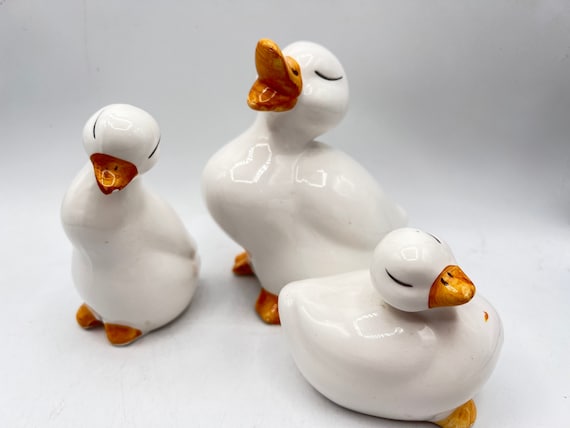 Patitos vintage juego de porcelana de patos pato momma y bebãs figuritas pintadas a mano decoraciãn del hogar cerãmica de estudio patos