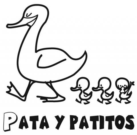 Dibujo para pintar de mamã pata y sus patitos dibujos de animales