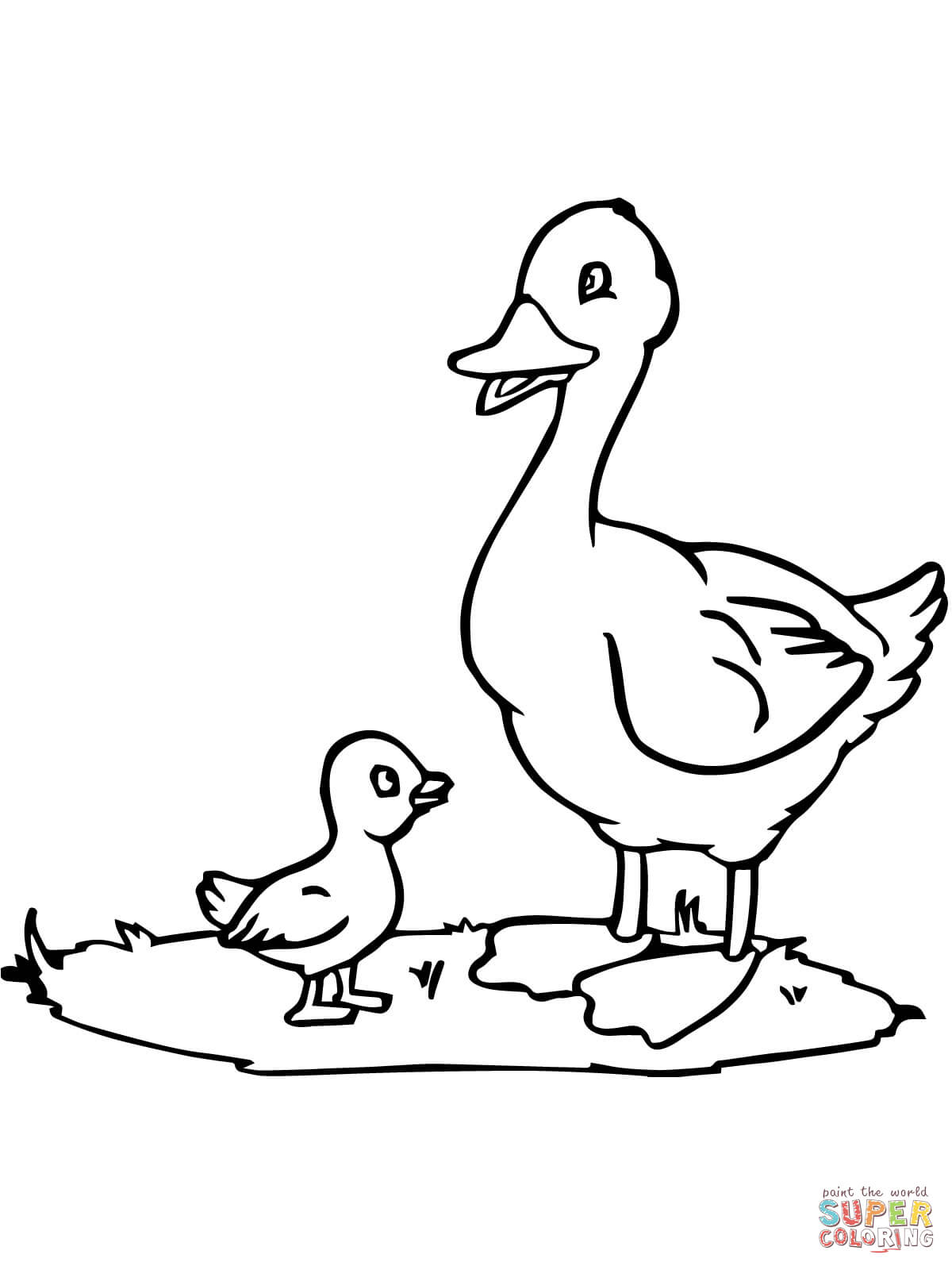 Dibujo de mamã pato y su patito para colorear dibujos para colorear imprimir gratis