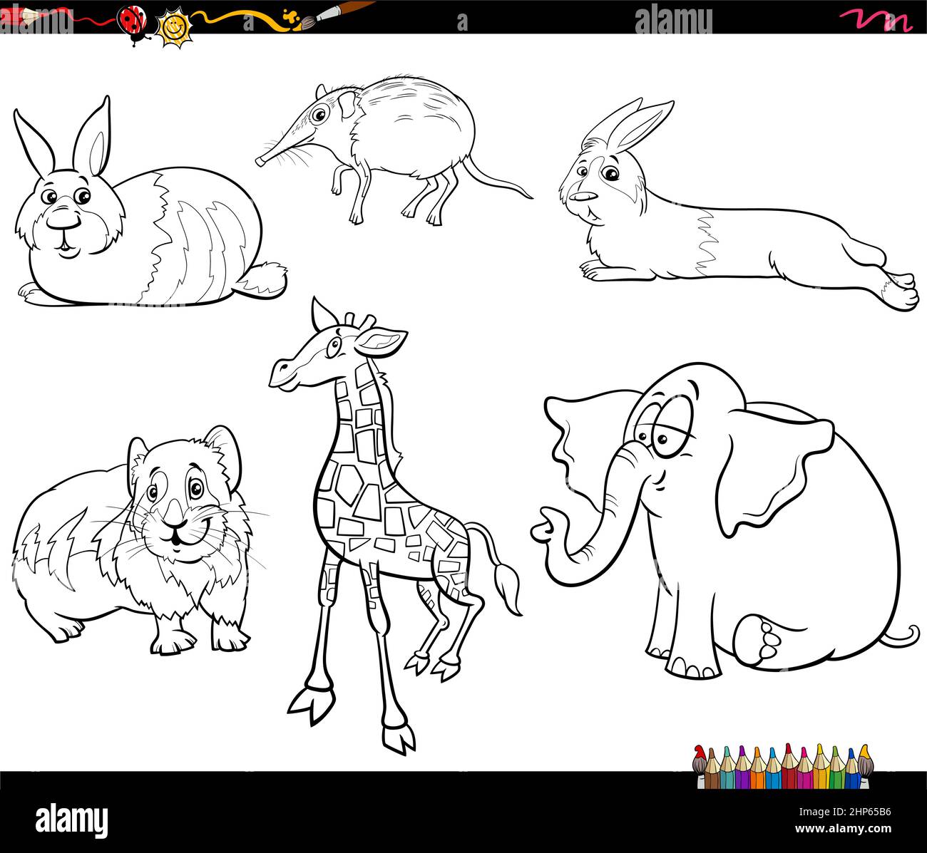 Mammals animals cartoon coloring book hi