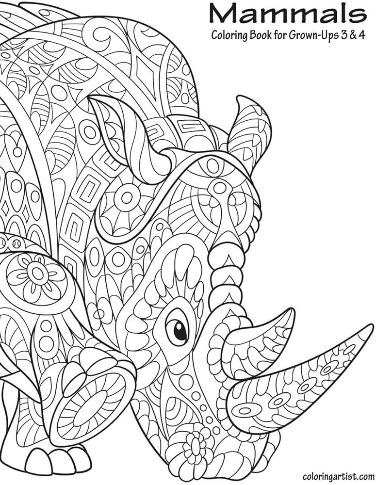 Mammals coloring book for grown