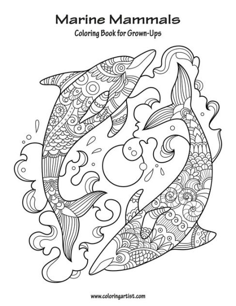 Marine mammals coloring book for grown