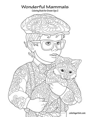 Wonderful mammals coloring book for grown