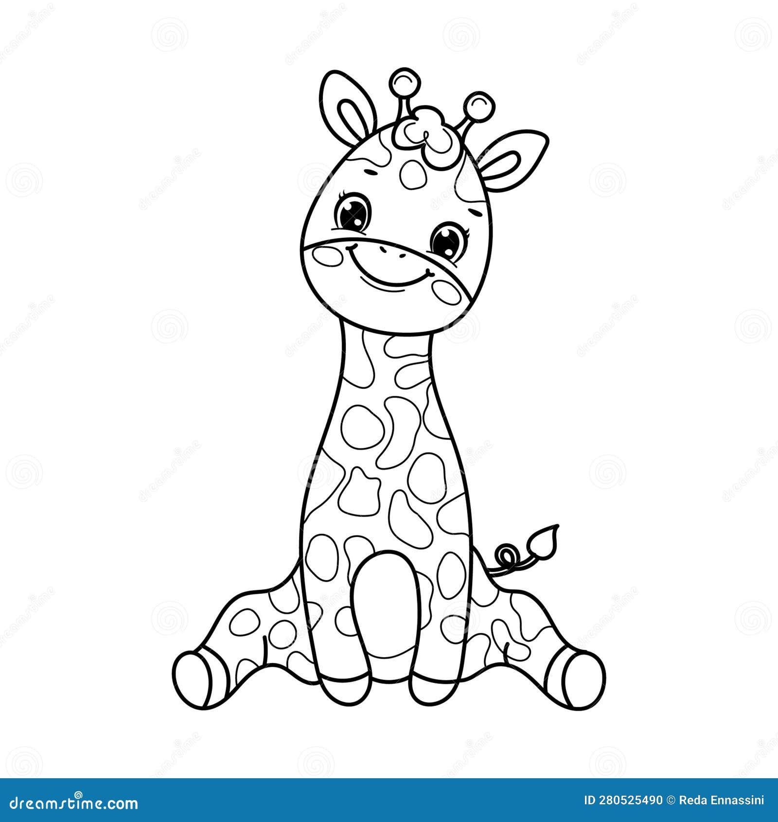Giraffe coloring page for kids stock vector