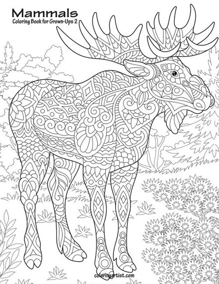 Mammals coloring book for grown