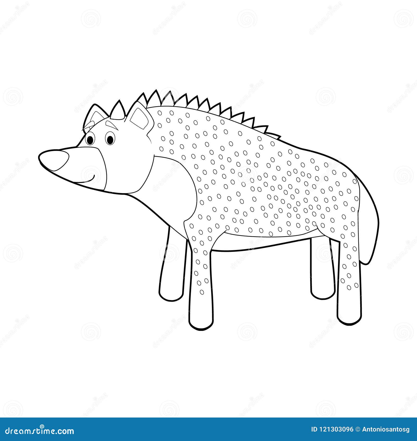 Easy coloring animals for kids hyena stock vector