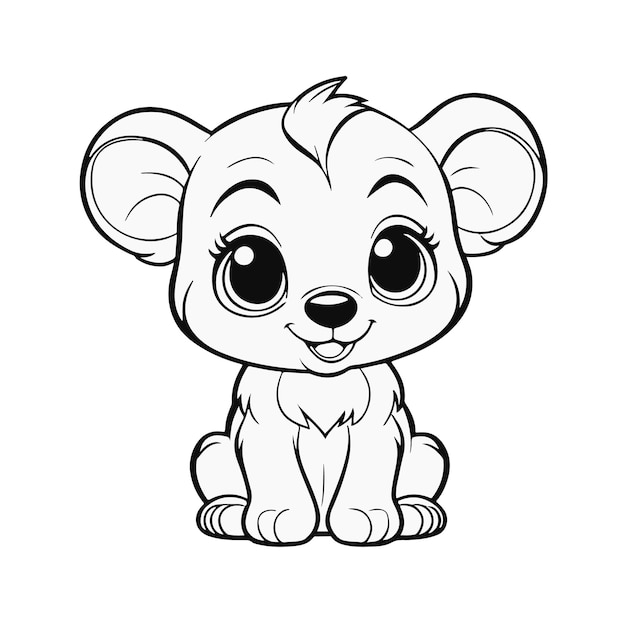 Premium vector simple line art coloring pages cute baby animals