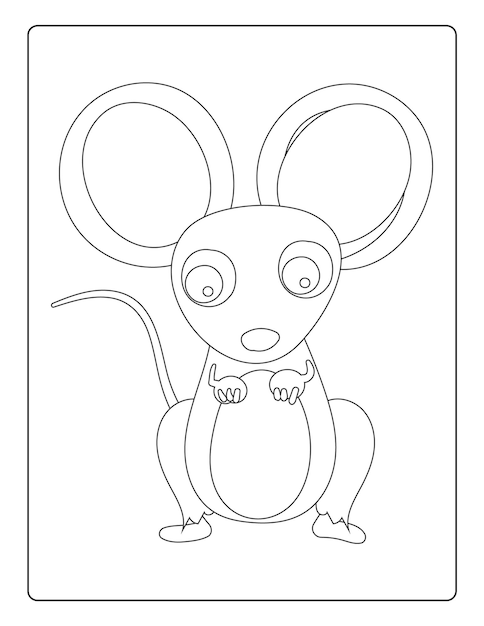 Premium vector animals coloring pages for kids with cute animals black and white activity worksheet