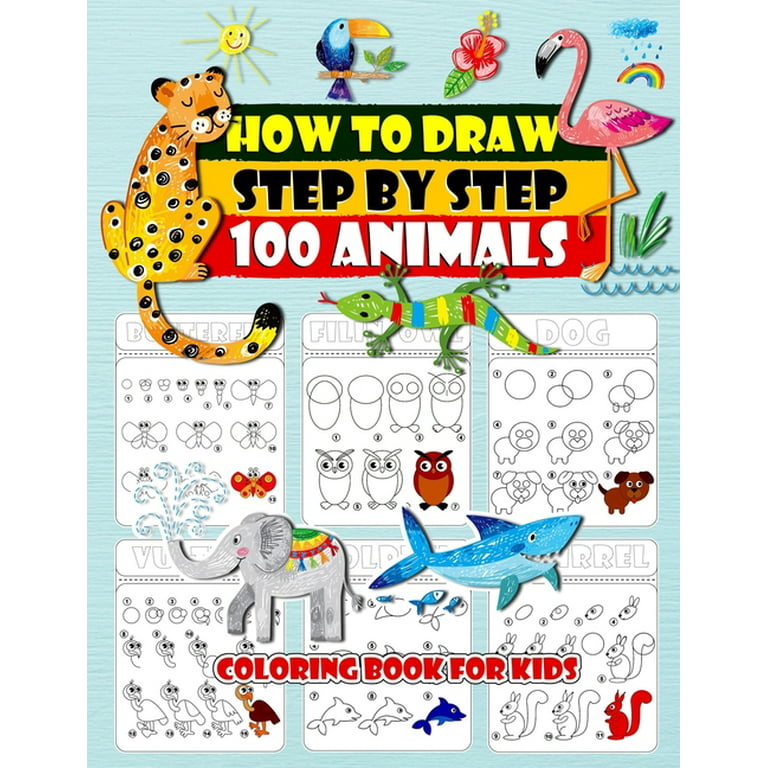 How to draw step by step animals coloring book for kids how to draw animals simple easy techniques step by step drawing activity coloring book for kids everything