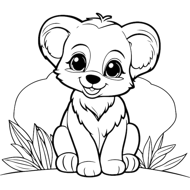 Premium vector simple line art coloring pages cute baby animals