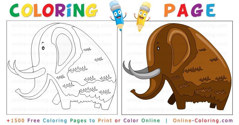 A woolly mammoth free online coloring page