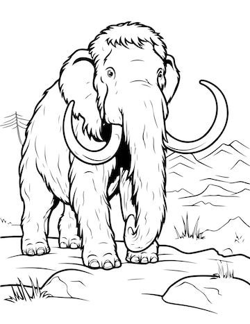 Premium vector mammoth coloring book drawing book for kiids ancient elephant mammoth drawing