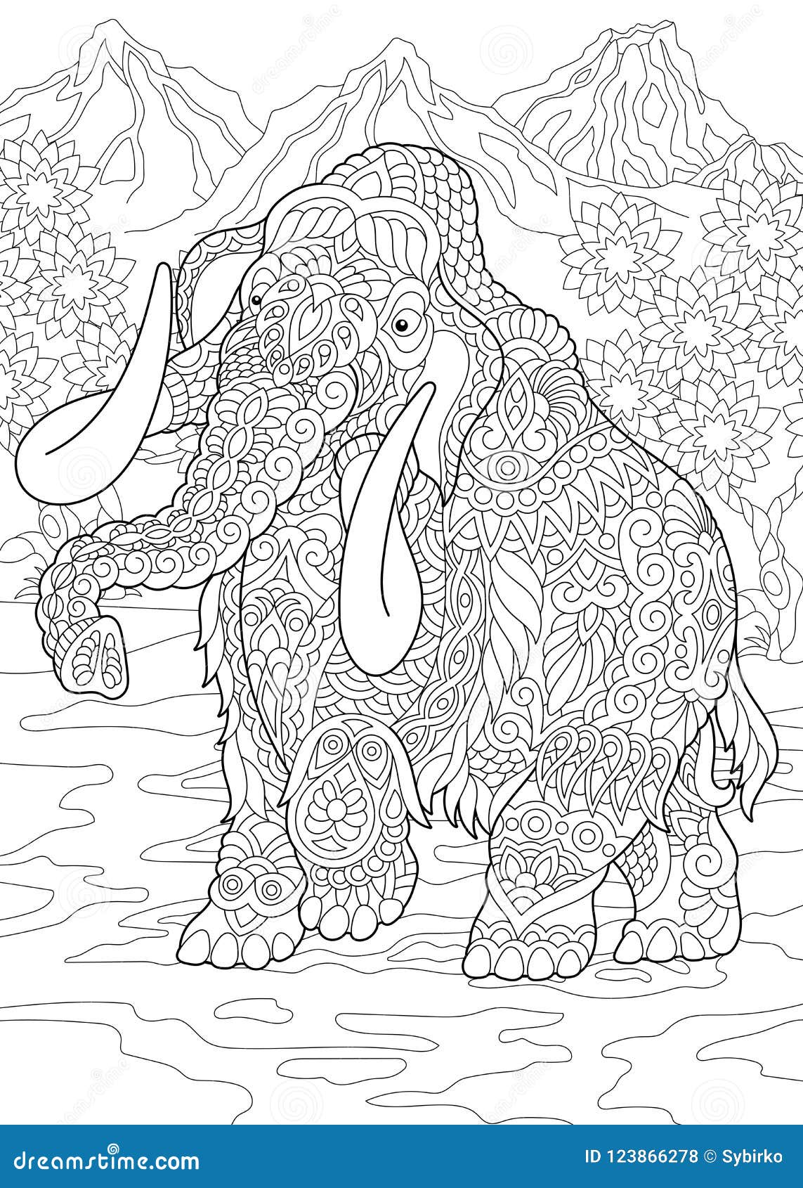 Zentangle prehistoric mammoth stock vector