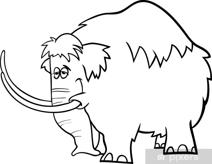 Sticker mammoth rtoon coloring page