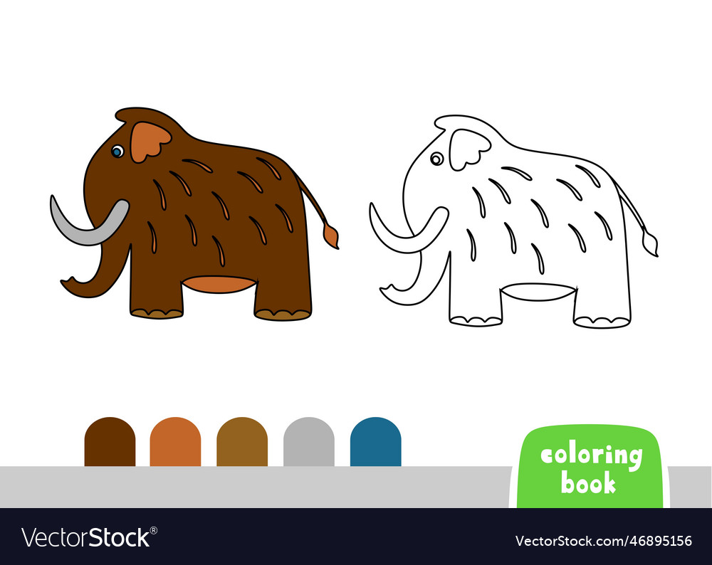 Cute mammoth coloring book for kids page vector image