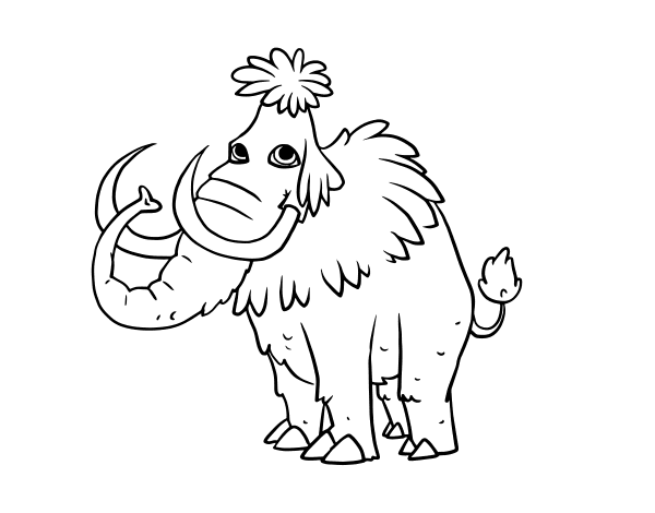 Prehistoric mammoth coloring page