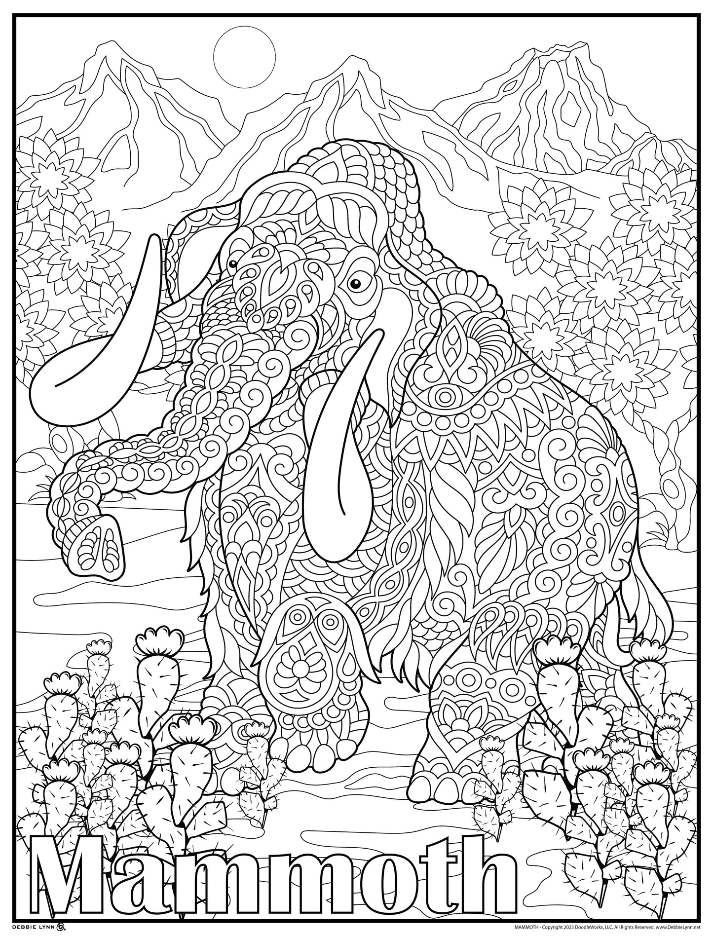 Mammoth dinosaur personalized giant coloring poster x â debbie lynn