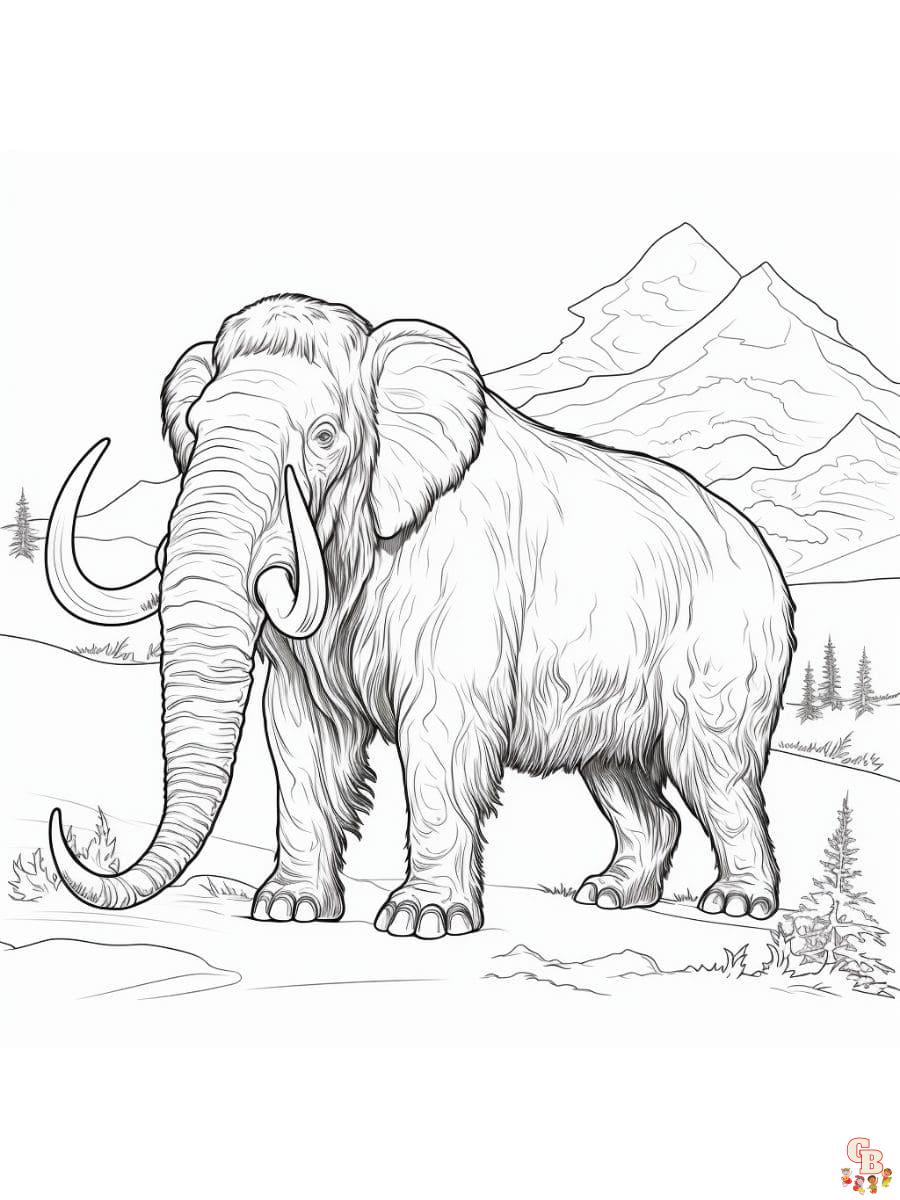 Printable mammoth coloring pages free for kids and adults