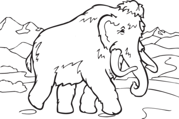 Coloring book mammoth vector for free download