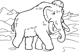 Coloring book mammoth vector for free download