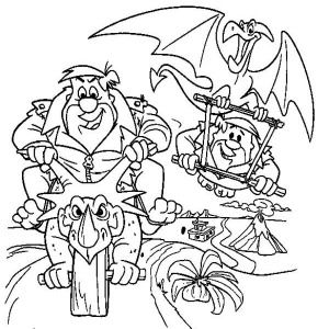 The flintstones fred make toy for pebbles in the flintstones coloring page fred take pebbles to see mammoth â coloring pages coloring books coloring pictures