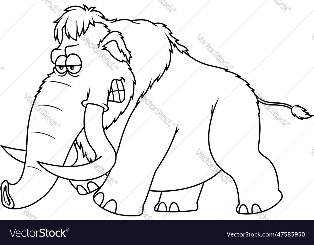 Outlined angry mammoth cartoon character running vector image