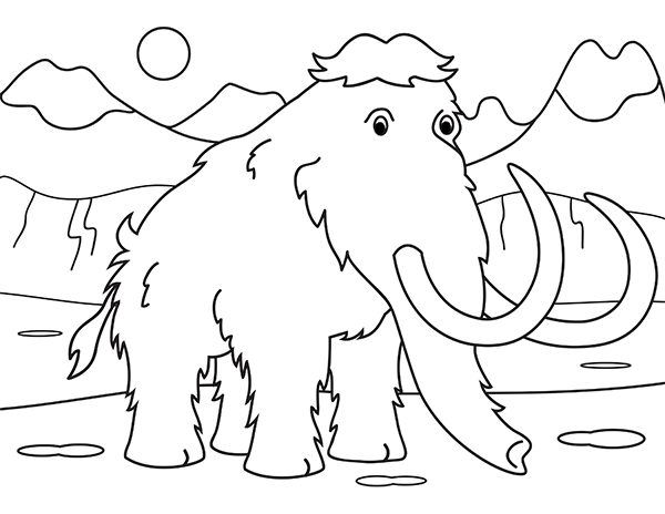 Printable cute mammoth coloring page