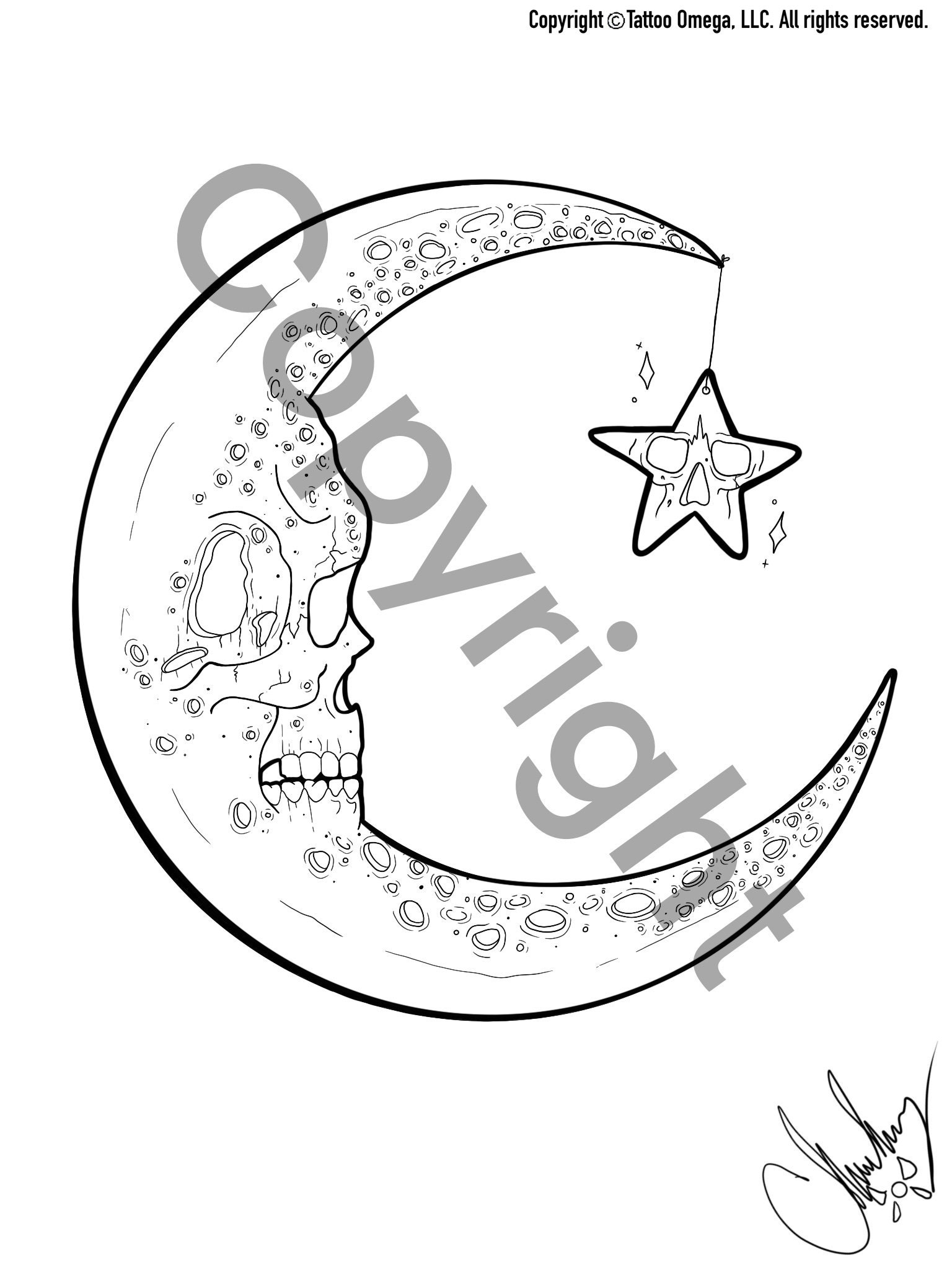 Man in the moon digital coloring page